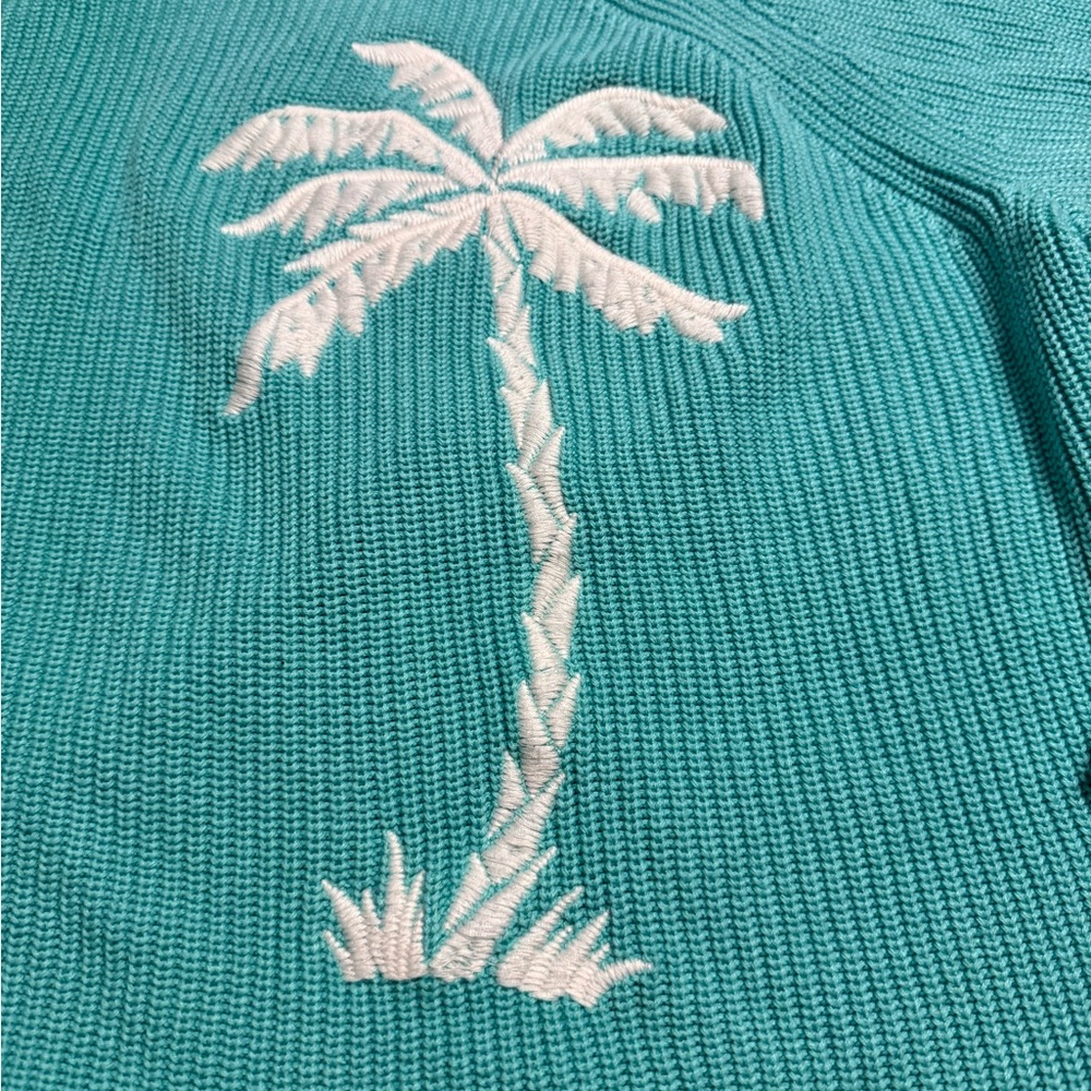 Belle by Kim Gravel Teal Sweater with White Palm Tree - Picture 4 of 7